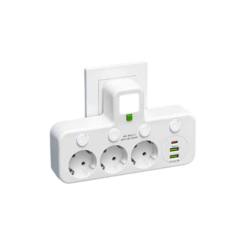 Power Strip | Multiple EU Sockets & USB-C Ports | LED Switch