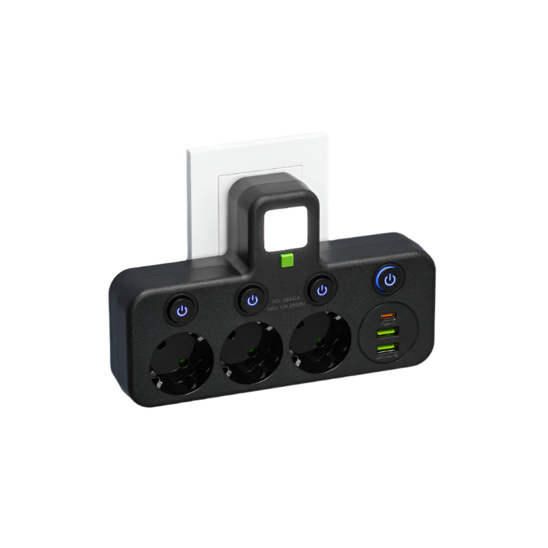 Power Strip | Multiple EU Sockets & USB-C Ports | LED Switch
