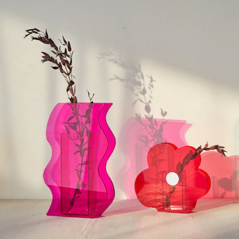 Bud Vase | Swirl Pattern & Transparent Acrylic | Flared Rim