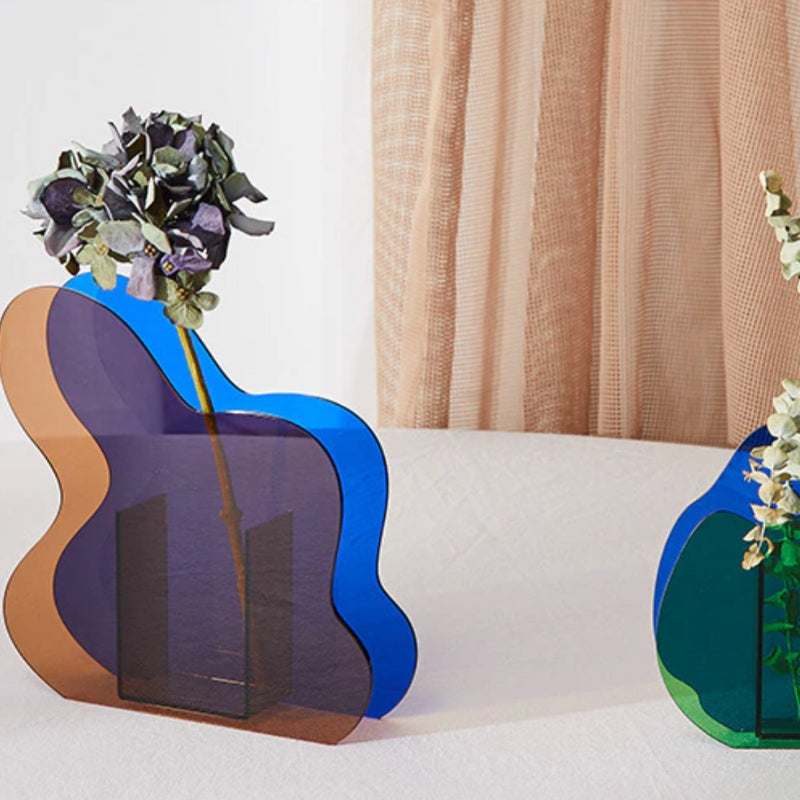 Bud Vase | Swirl Pattern & Transparent Acrylic | Flared Rim