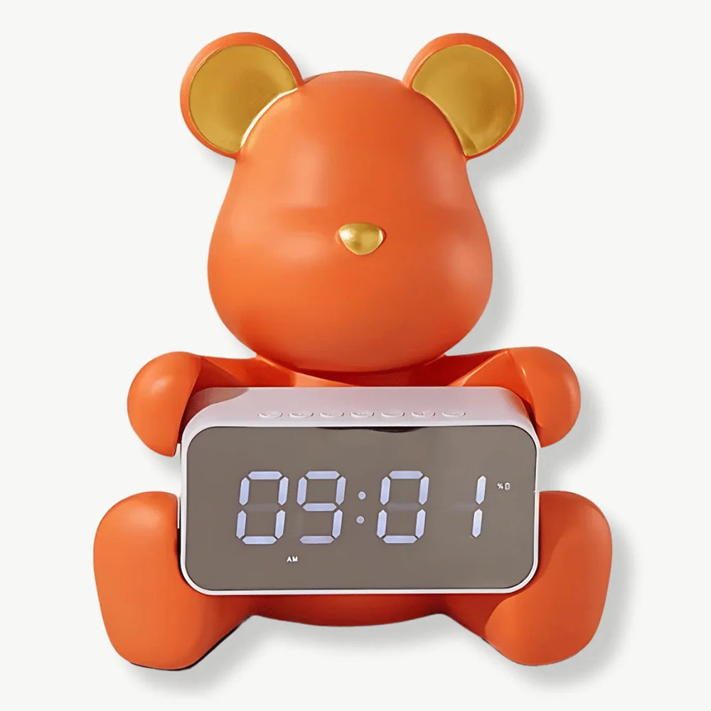 Alarm Clock | Bear-Shaped Dual-Sided LED Display | Ceramic & Resin