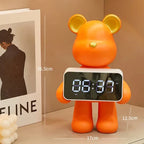 Alarm Clock | Bear-Shaped Dual-Sided LED Display | Ceramic & Resin