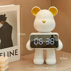 Alarm Clock | Bear-Shaped Dual-Sided LED Display | Ceramic & Resin