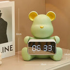 Alarm Clock | Bear-Shaped Dual-Sided LED Display | Ceramic & Resin