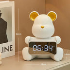 Alarm Clock | Bear-Shaped Dual-Sided LED Display | Ceramic & Resin