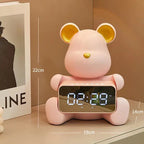 Alarm Clock | Bear-Shaped Dual-Sided LED Display | Ceramic & Resin