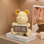 Alarm Clock | Bear-Shaped Dual-Sided LED Display | Ceramic & Resin