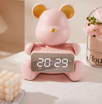 Alarm Clock | Bear-Shaped Dual-Sided LED Display | Ceramic & Resin