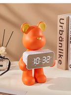 Alarm Clock | Bear-Shaped Dual-Sided LED Display | Ceramic & Resin