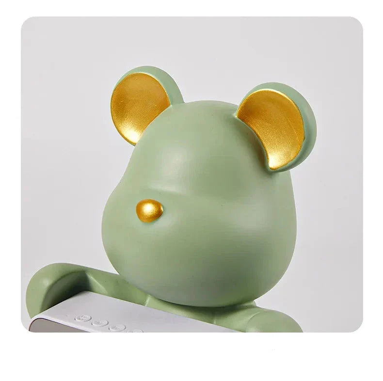 Alarm Clock | Bear-Shaped Dual-Sided LED Display | Ceramic & Resin