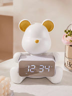 Alarm Clock | Bear-Shaped Dual-Sided LED Display | Ceramic & Resin