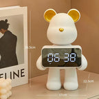 Alarm Clock | Bear-Shaped Dual-Sided LED Display | Ceramic & Resin