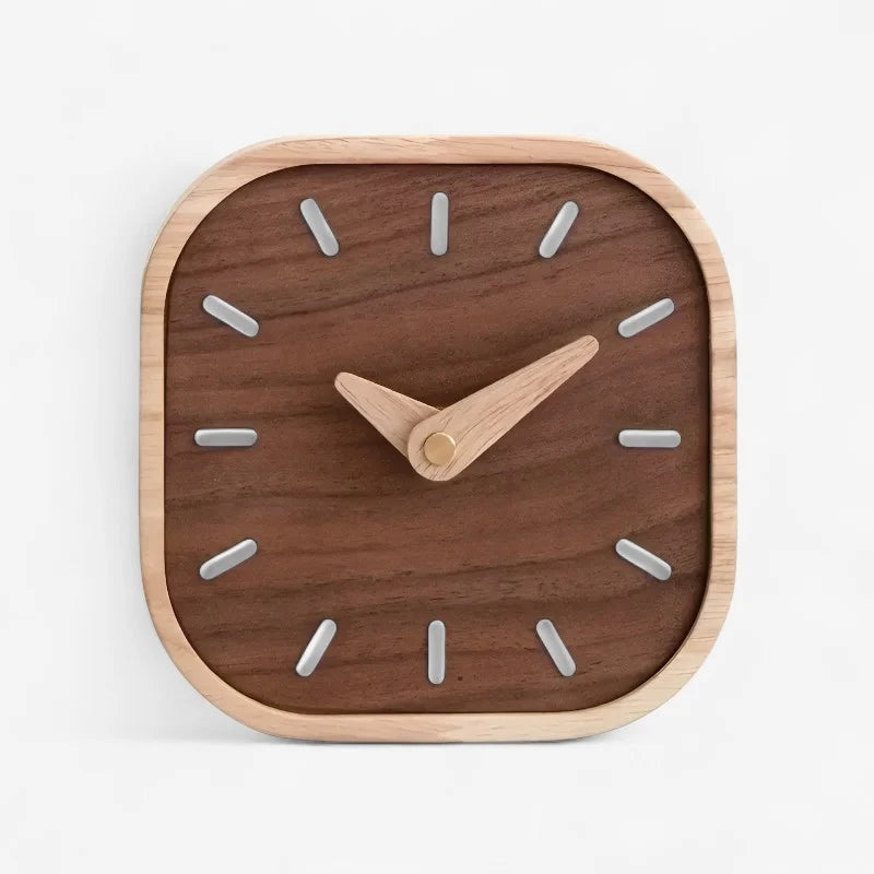 Desk Analog Clock | Square Wood Casing | Silent Movement