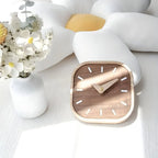 Desk Analog Clock | Square Wood Casing | Silent Movement