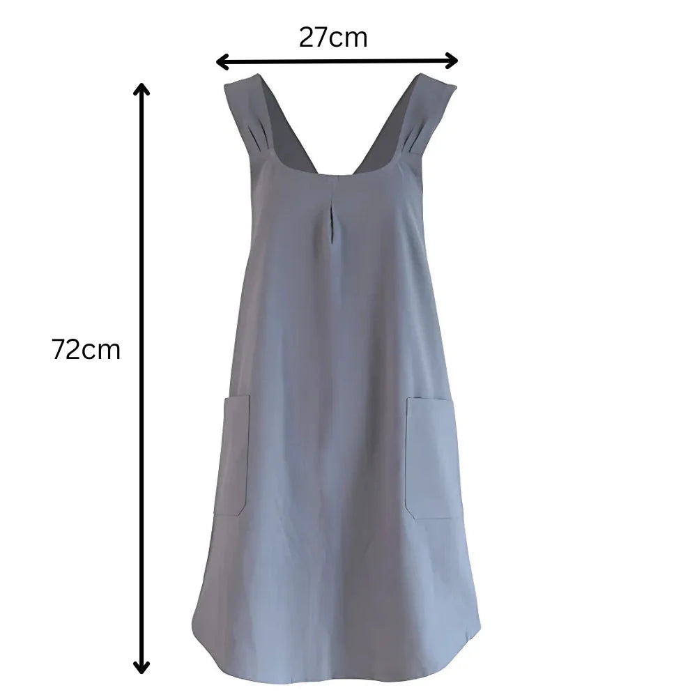 Apron Dress | Cross-Back Relaxed Fit & Front Pockets