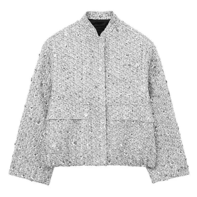 Aviator Jacket | Allover Sequin | Cropped Fit