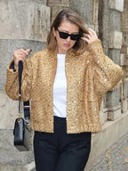 Aviator Jacket | Allover Sequin | Cropped Fit
