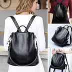 Backpack | Anti-Theft Faux Leather & Convertible Straps