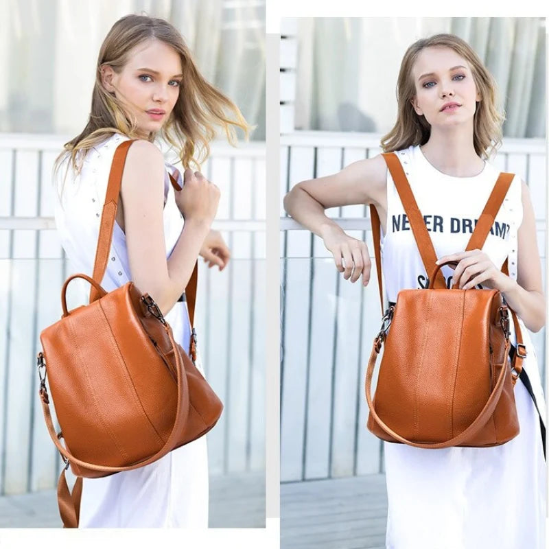 Backpack | Anti-Theft Faux Leather & Convertible Straps