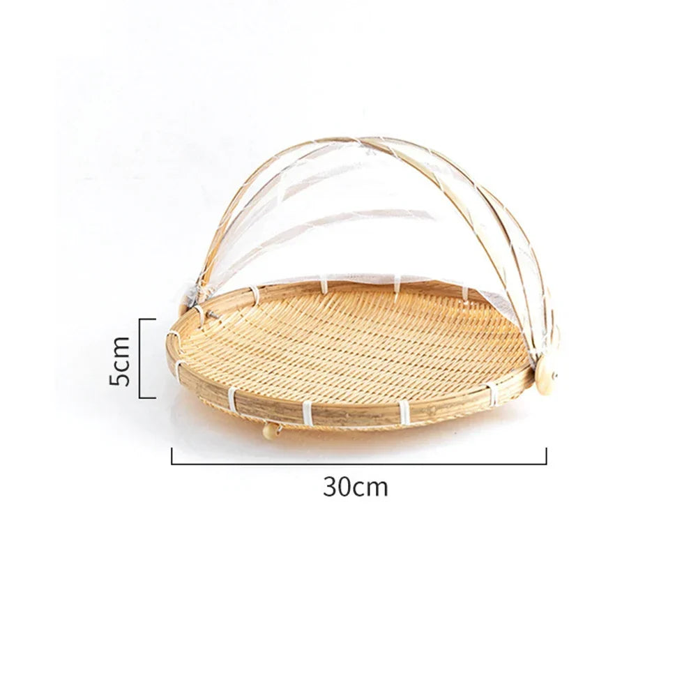 Bamboo Basket | Woven & Foldable With Mosquito Net | Small/Medium/Large