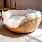 Pet Bed | Woven Bamboo & Raised Side Walls