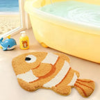 Bath Mat | Fish-Shaped Plush & Non-Slip | Machine Washable
