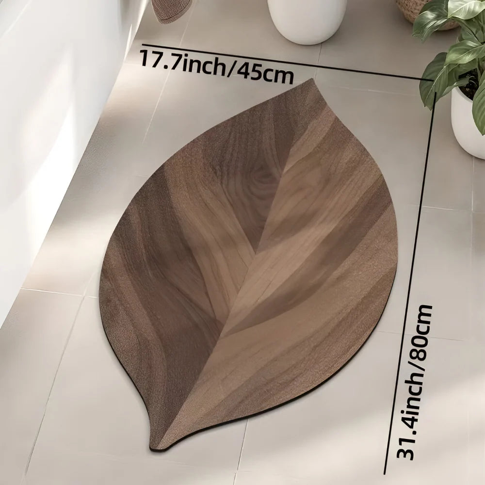 Bath Mat | Non-Slip & Water-Absorbent | Oval Leaf Design