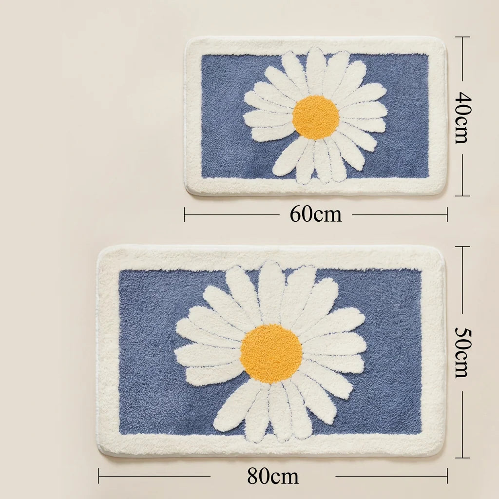 Bath Mat | Scandinavian Floral Soft Microfiber & Anti-Slip