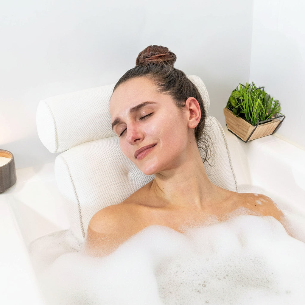 Bath Pillow | Cushioned Mesh & Suction Cup Base