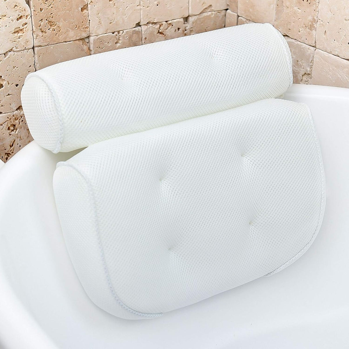 Bath Pillow | Cushioned Mesh & Suction Cup Base