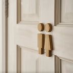 Bathroom Door Sign | Solid Oak & Clear Pictograms | Set of 2