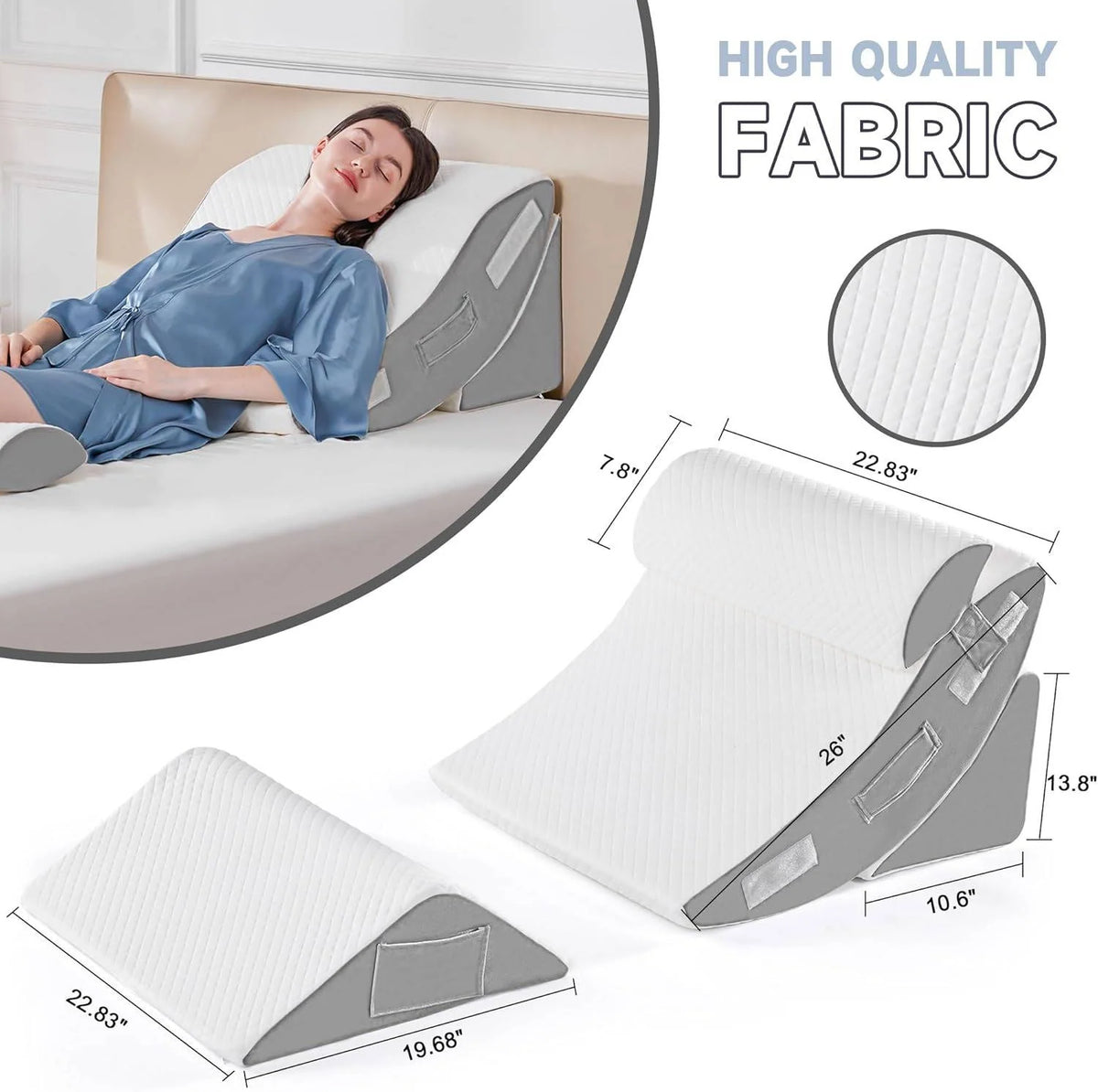 Bed Wedge Pillow Set | Memory Foam & Adjustable Multi-Position | Set of 4