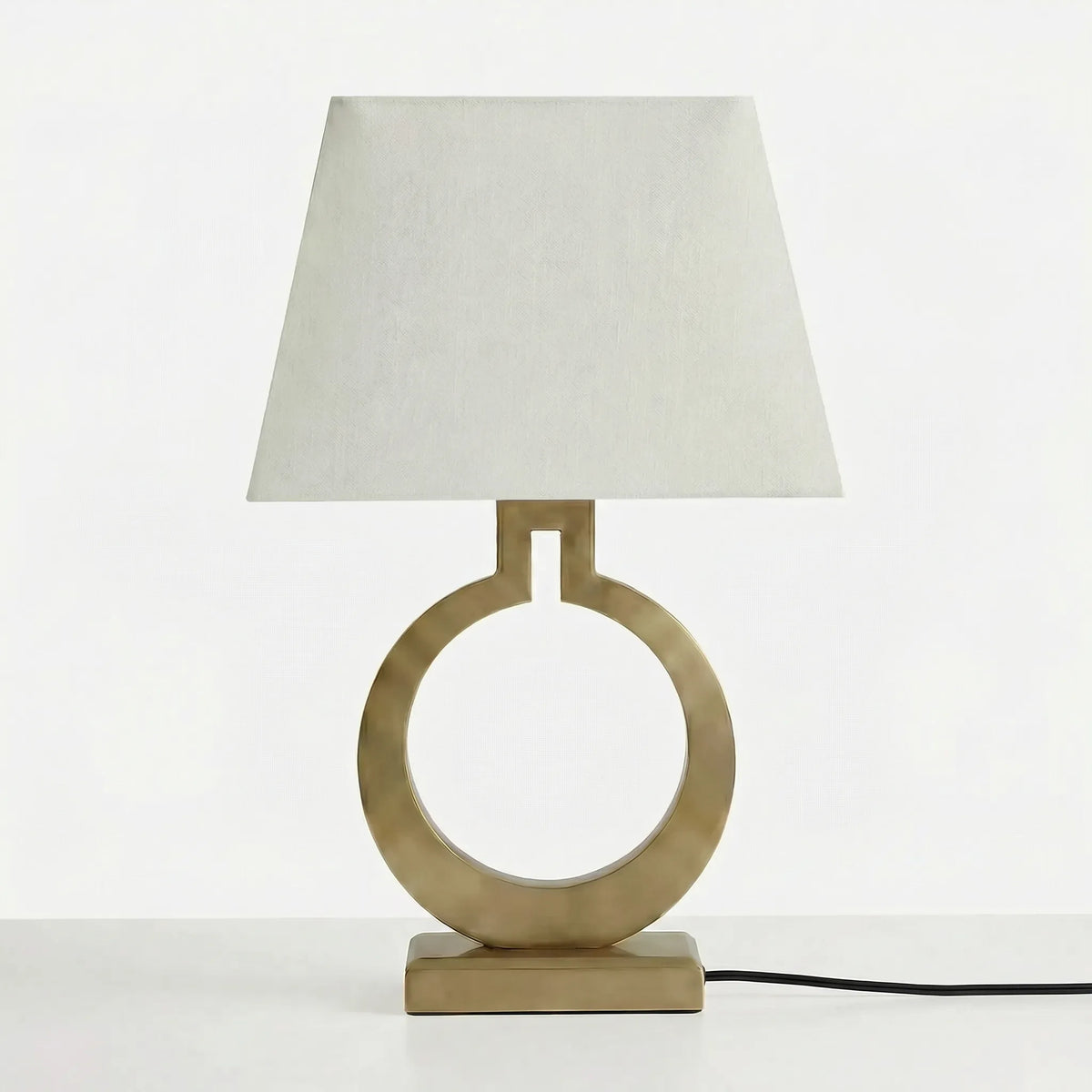 Bedside Table Lamp | Sculptural Ring Base & Fabric Shade | 56 cm Height