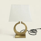 Bedside Table Lamp | Sculptural Ring Base & Fabric Shade | 56 cm Height