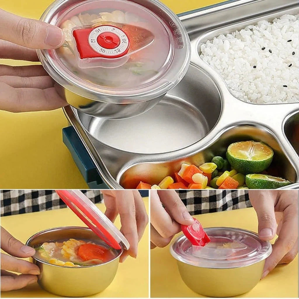 Bento Lunch Box | Insulated & Stainless Steel Compartments | With Removable Lidded Bowl