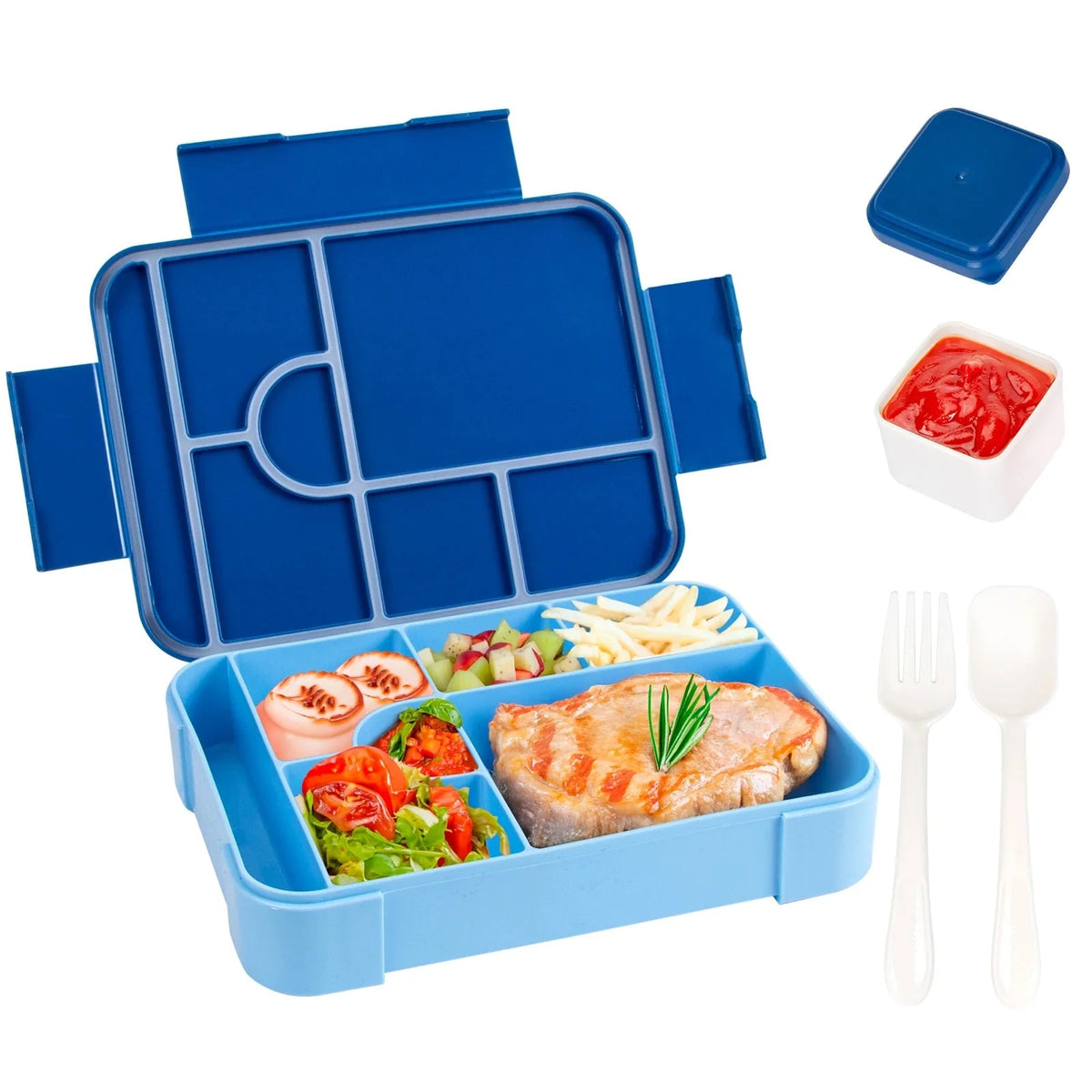 Bento Lunch Box | Leak-Proof & Microwave-Safe | 7 Compartments