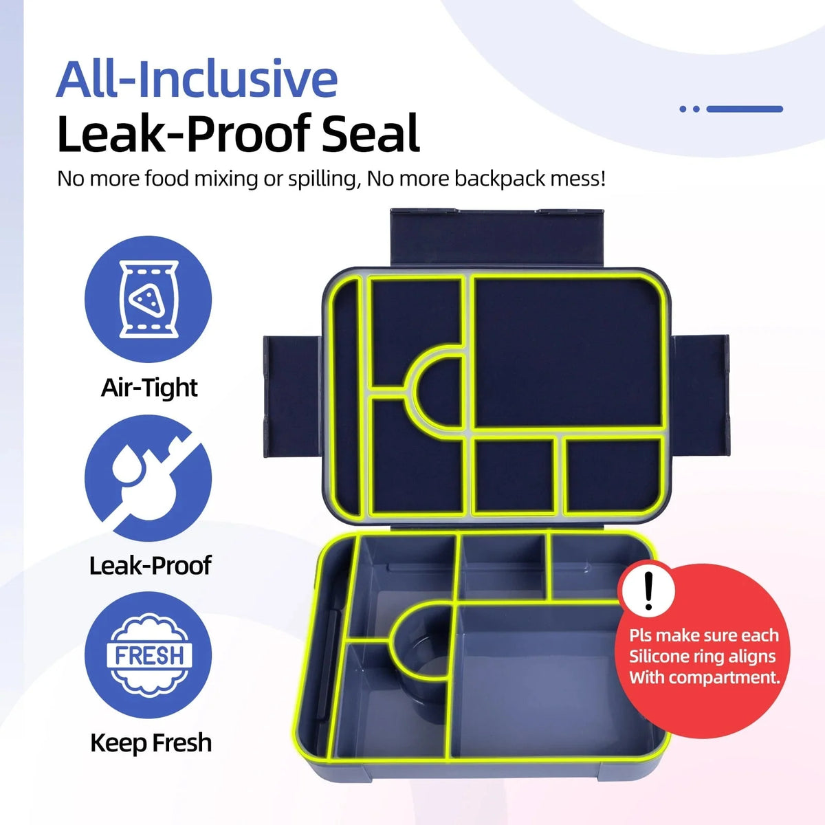 Bento Lunch Box | Leak-Proof & Microwave-Safe | 7 Compartments