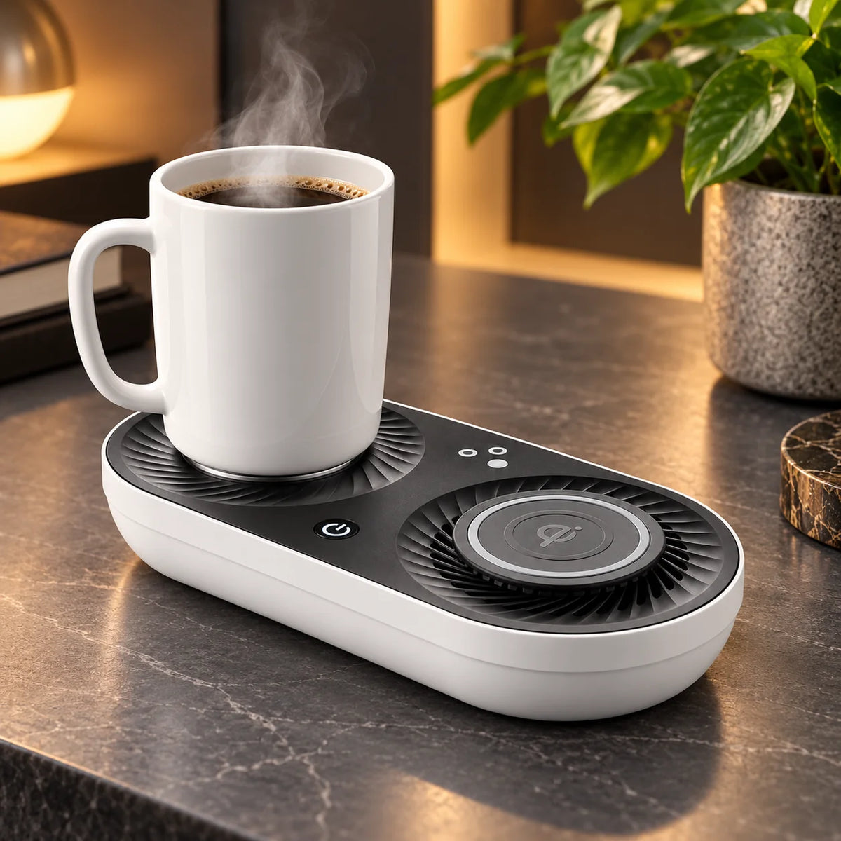 Beverage Warmer Cooler | Wireless Charging & Auto Sensor | Includes 12-oz Mug