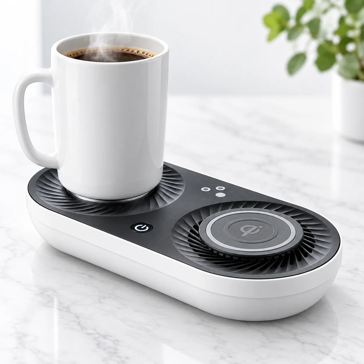 Beverage Warmer Cooler | Wireless Charging & Auto Sensor | Includes 12-oz Mug