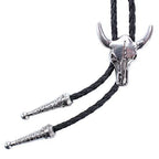 Bolo Tie | Silver-Tone Floral Slide & Adjustable Leather Cord