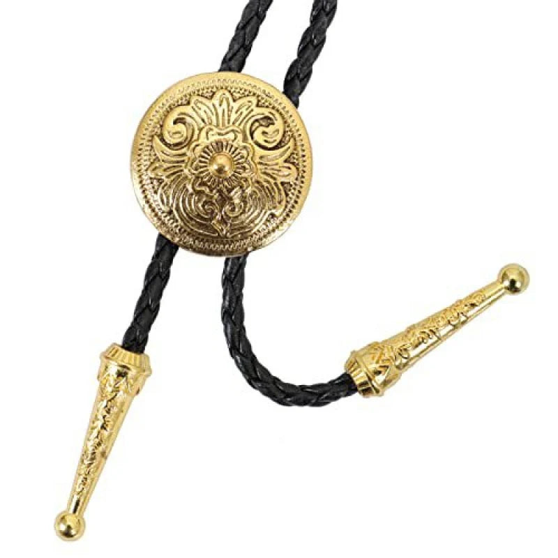 Bolo Tie | Silver-Tone Floral Slide & Adjustable Leather Cord