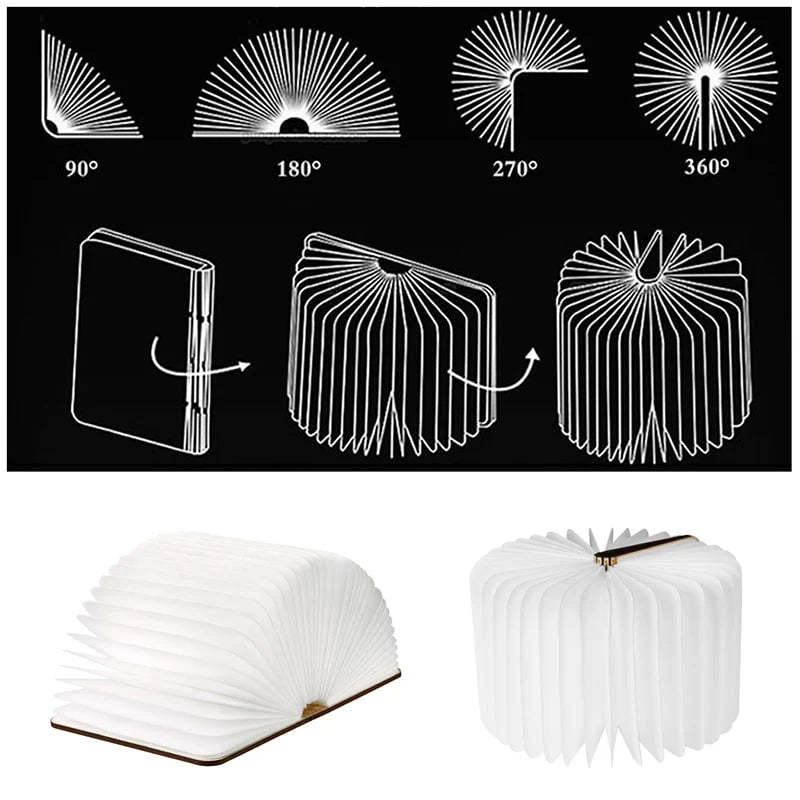 Book Light | Foldable Wooden Design | 4 Color Modes