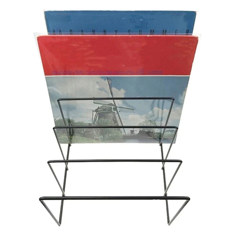 Book & Vinyl Record Stand | Wrought Iron Triangular Shelf