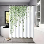 Shower Curtain | Leaf Vine Print | Reinforced Eyelets