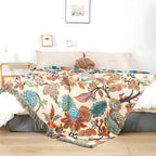 Throw Blanket | Floral Jacquard Cotton Weave | Reversible