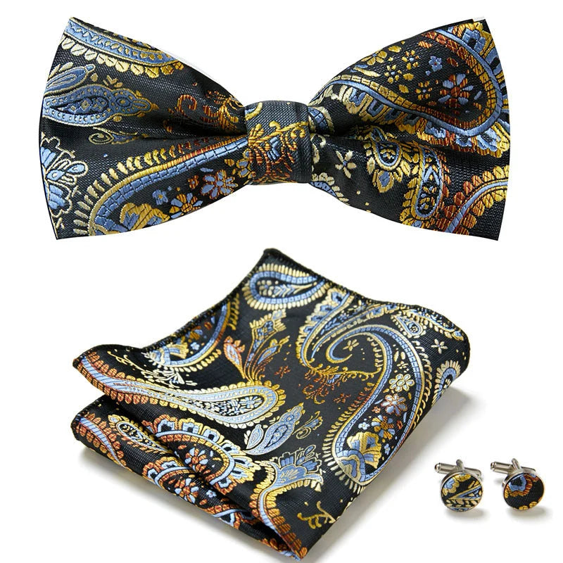 Bow Tie Set | Floral Print & Hand-Sewn Polyester | 3-Piece