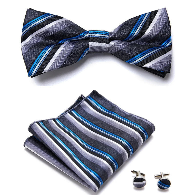 Bow Tie Set | Floral Print & Hand-Sewn Polyester | 3-Piece