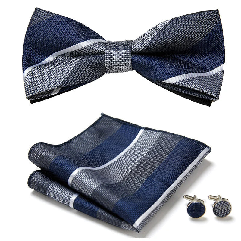 Bow Tie Set | Floral Print & Hand-Sewn Polyester | 3-Piece