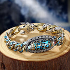 Bracelet | Dzi Bead & Natural Turquoise Engraved Mantra