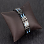 Bracelet | Titanium Magnetic With Blue Gem | Adjustable 21 cm